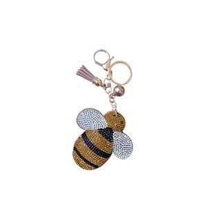 Gold & Rhinestone Bee Keychain Accessory With Tassel By Crystal Avenue
